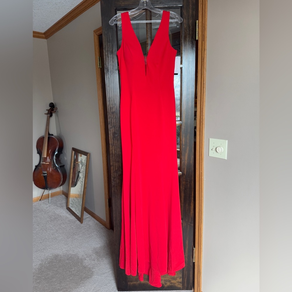 NWT Elegant Red V-neck Evening Gown